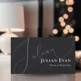 Cartão de visita preto de script curativo profissi