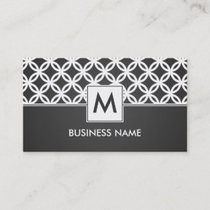 Cartão De Visita Preto de sobreposição simples do monograma do