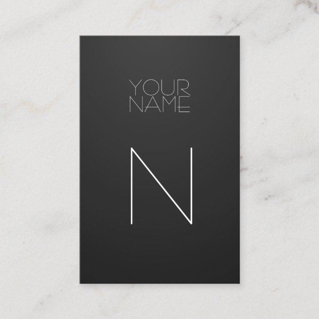 Cartão De Visita Preto do monograma da forma elegante (Frente)