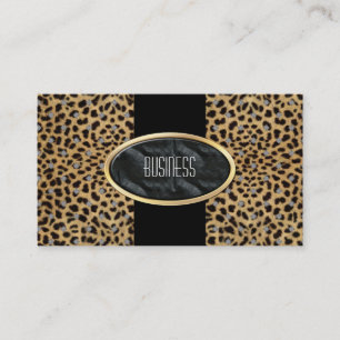 Cartão de Visita Preto Dourado Animal Leopardo