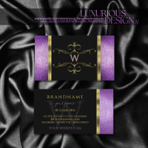 Preto Dourado com Monograma Ornamental Roxo