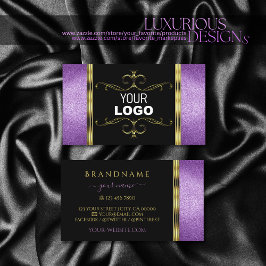 Cartão De Visita Preto Dourado com o logotipo de adição ornamental
