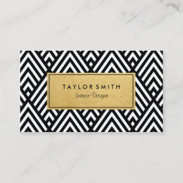 Cartão de visita preto & Dourado do teste padrão