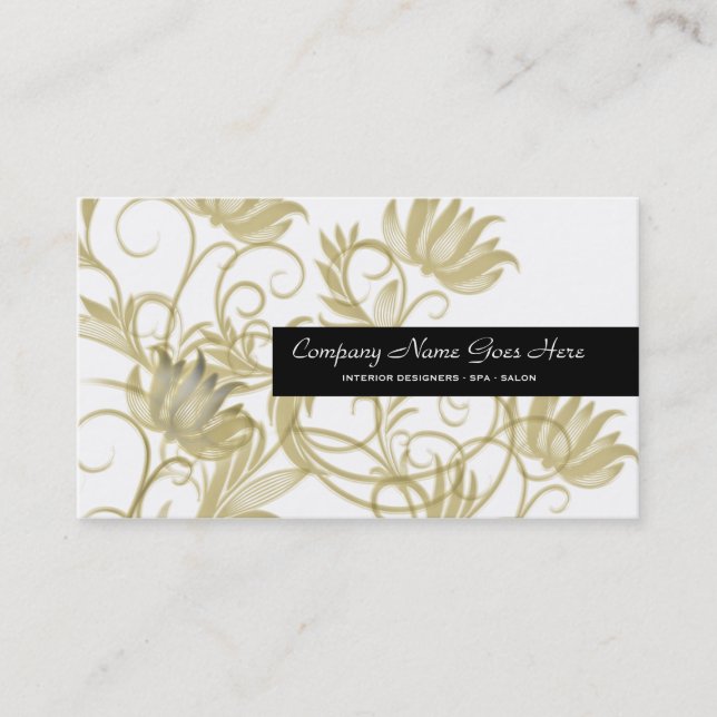 Cartão De Visita Preto Dourado dos termas do salão de beleza (Frente)