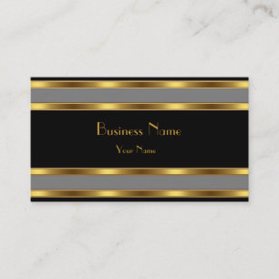 Cartão de Visita Preto Dourado Faixa Cinza