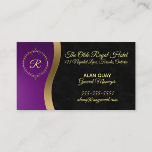 Cartão De Visita Preto Dourado Roxo