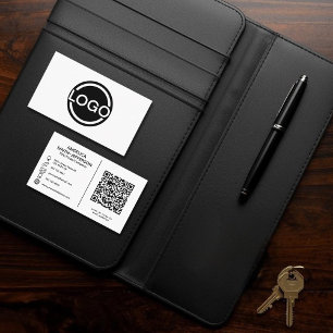Cartão de Visita Preto e Branco com Código QR do L
