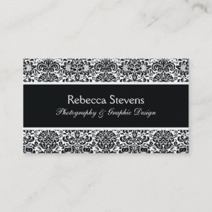 Cartão de visita preto e branco do damasco