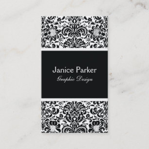 Cartão de visita preto e branco do damasco