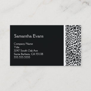 Cartão de visita preto e branco do leopardo