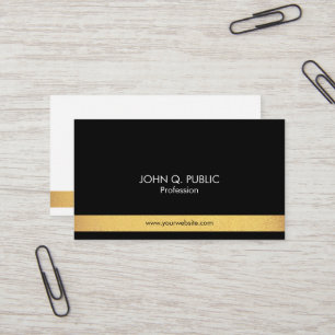 Cartão De Visita Preto e Branco Dourado Elegante profissional moder