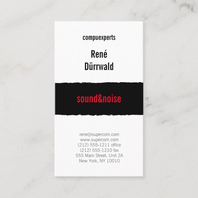 Cartão De Visita Preto e Branco e Vermelho (Frente)