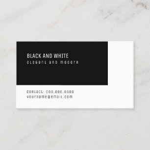 Cartão De Visita preto e branco elegante moderno mínimo