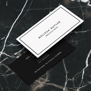 Cartão De Visita Preto e branco elegante profissional minimalista