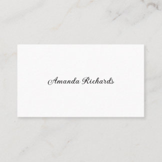 Cartão de visita preto e branco em estilo simples.