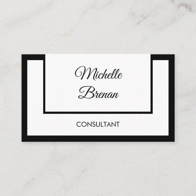 Cartão De Visita Preto e branco minimalista elegante (Frente)