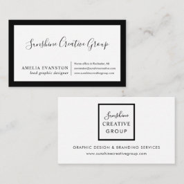 Cartão De Visita Preto e branco mínimos modernos