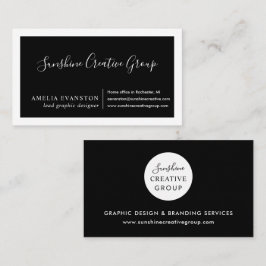 Cartão De Visita Preto e branco mínimos modernos