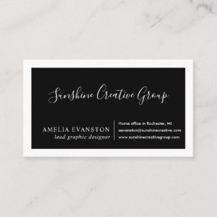 Cartão De Visita Preto e branco mínimos modernos