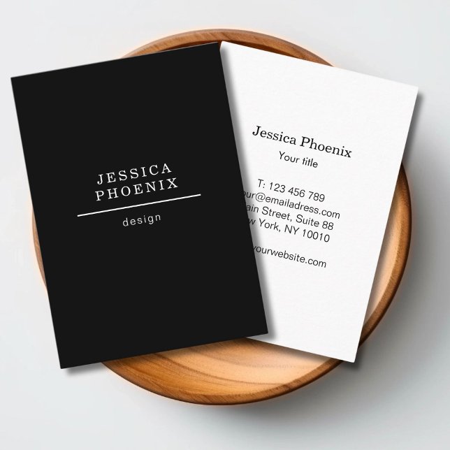 Cartão De Visita Preto e branco mínimos modernos - Negrito limpo (Modern Minimal Black White Business Card)
