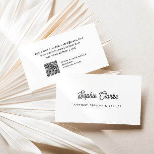 Cartão De Visita Preto e Branco   Script Retroativo com Código QR