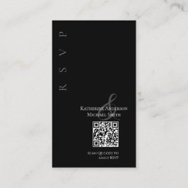 Cartão De Visita Preto e Branco Simples Moderno — RSVP de Casamento