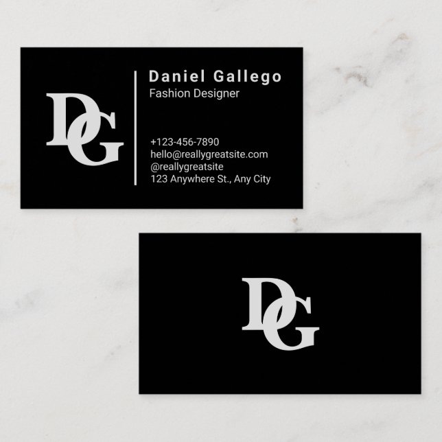 Cartão De Visita Preto E Branco Simples Pessoal (Frente/Verso)