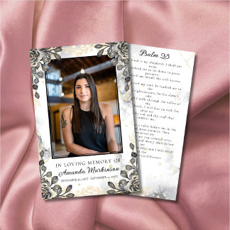 Cartão De Visita Preto e Dourada Oração Funerária da Marmota Floral