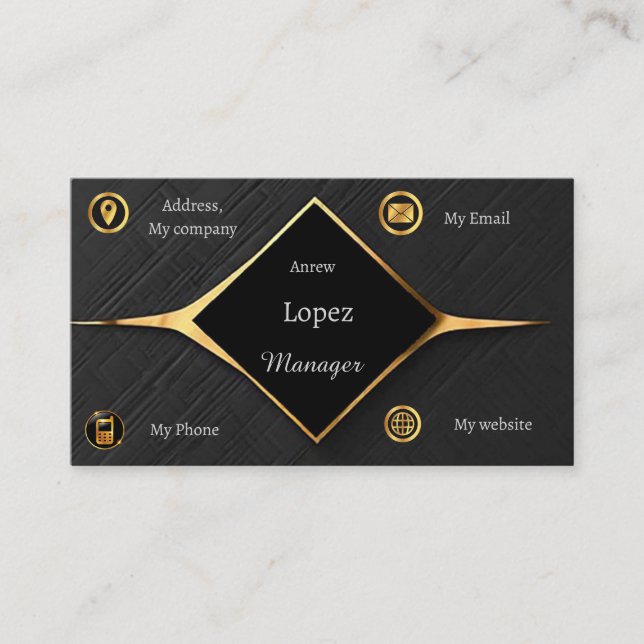 Cartão de visita preto e ouro (Frente)