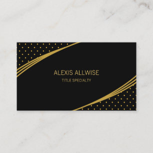 Cartão De Visita Preto e Ouro Elegante