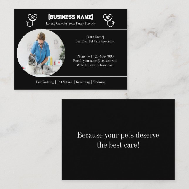 Cartão De Visita Preto Elegante com Proteção Personalizável para Pe (Frente/Verso)