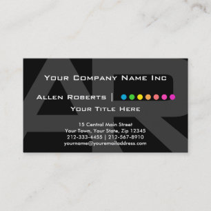 Cartão De Visita Preto elegante do monograma da AR e ponto básico