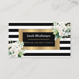 Cartão De Visita Preto Elegante e Branco Strike