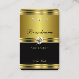 Cartão De Visita Preto Elegante e Dourado com Ouros Luxuosos