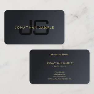 Cartão De Visita Preto Elegante Moderno Profissional E Dourado Luxo