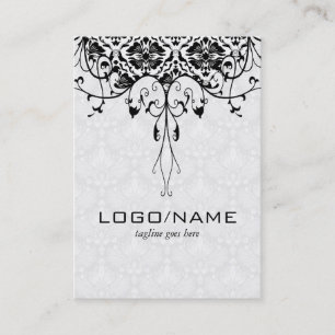 Cartão De Visita Preto Elegante Sobre Damascos Florais De Olho Bran