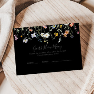 Cartão De Visita Preto Floral Selvagem Adivinha Quantas Cartas De J