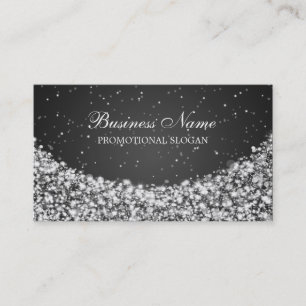 Cartão De Visita Preto glamoroso da faísca da estrela