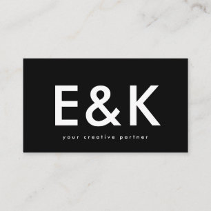 Cartão De Visita Preto Grande Monograma Extra Moderno