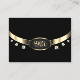 Cartão De Visita Preto Luxurioso e Dourado com Ouros Monográficos