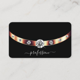 Cartão De Visita Preto Luxurioso e Rosa Dourado com Iniciais Modern