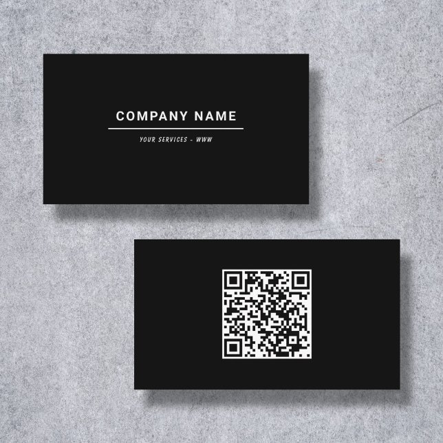 Cartão de visita preto minimalista com código QR (Minimalist Black Business Card)