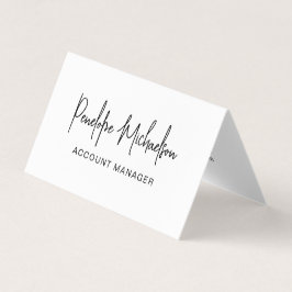 Cartão De Visita Preto mínimo com letra moderna e código QR