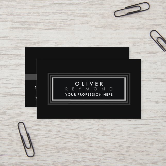 Cartão De Visita Preto Moderno (Frente/Verso In Situ)