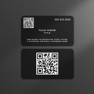 Cartão De Visita Preto moderno do código feito sob encomenda de QR