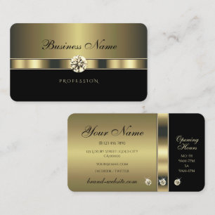 Cartão De Visita Preto Moderno e Dourado com Retassos Estimulantes