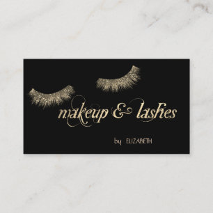 Cartão De Visita Preto Moderno Elegante,Lashes Lípidos,Maquiagem