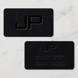 Cartão De Visita Preto Moderno Elegante Monograma Preto Premium