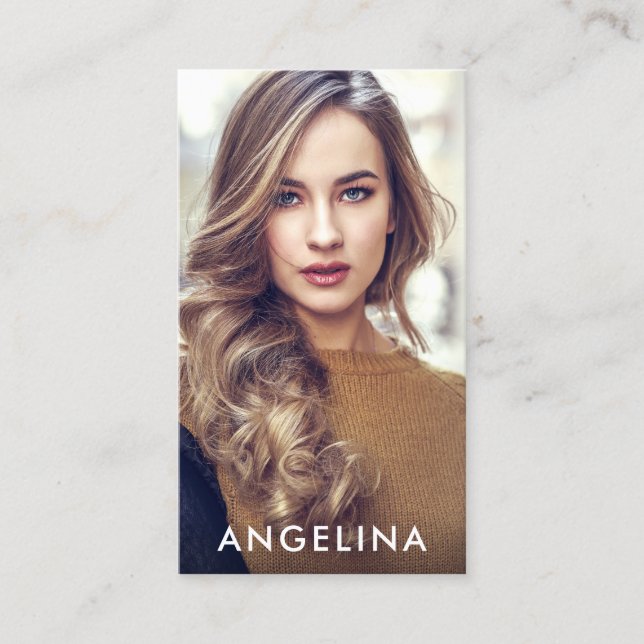 Cartão De Visita Preto moderno W da foto modelo do ator (Frente)