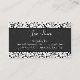 Cartão De Visita Preto nos Wisps, nas listras & no monograma